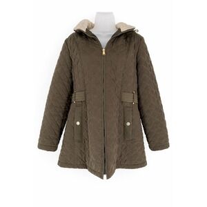 Laundry By Shelli Segal Quilted Fleece lined Hooded Jacket-Size Large